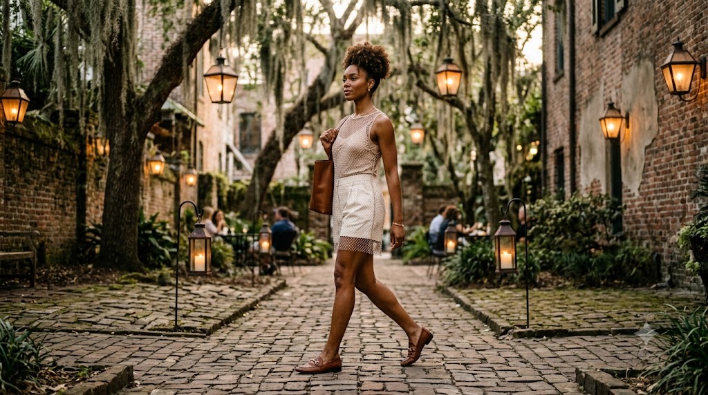 Crystal Net Tunic & Nude Silk Camisole Set